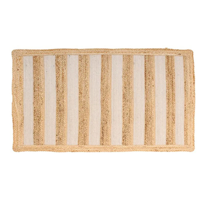 White Bold Stripe Jute Accent Rug 17174