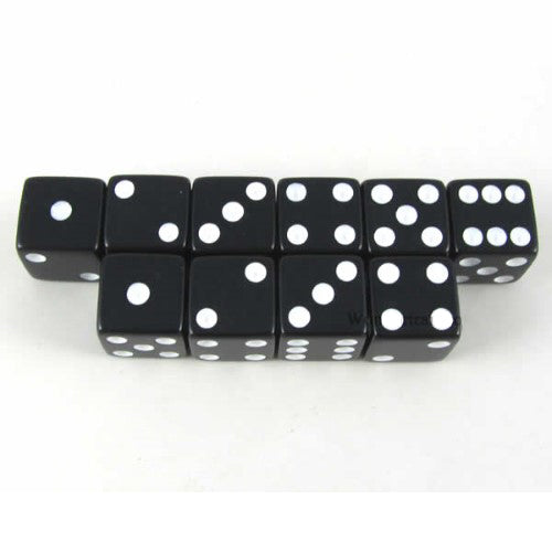 Black, White 10-Pack 16mm Dice