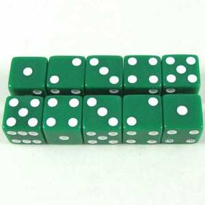 Green, White 10-Pack 16mm Dice