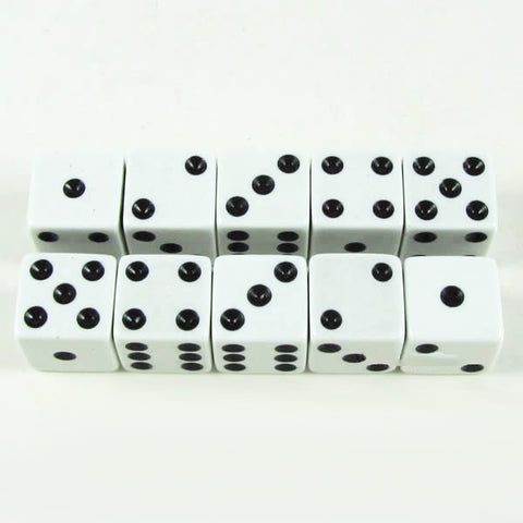White, Black 10-Pack 16mm Dice