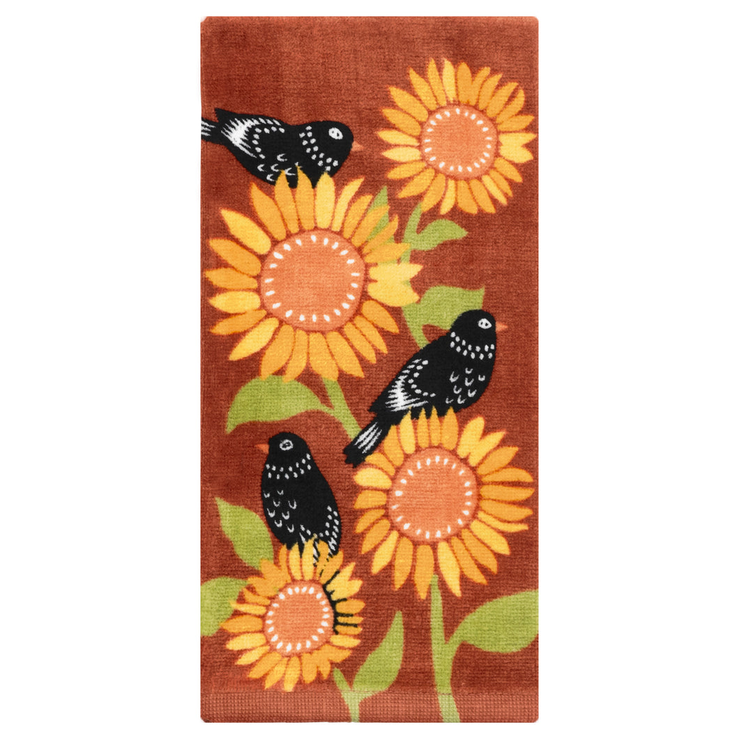 Sunflower Black Bird Fiber Reactive Kitchen Towel 18435