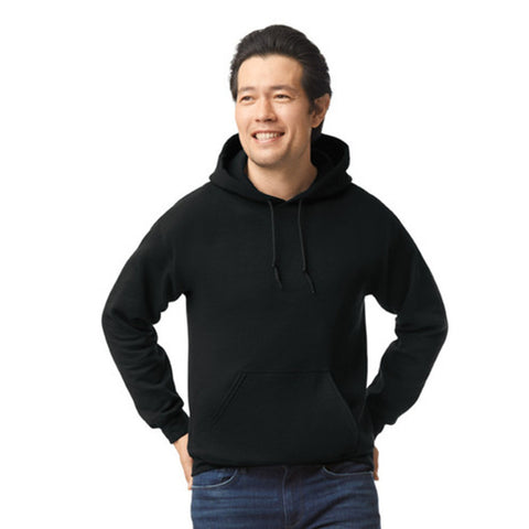 Gildan Adult Heavy Blend Pullover Hooded Sweatshirt in black on male model