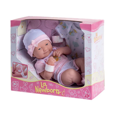 La Newborn Nursery 8 piece Layette Pink Baby Doll Gift Set 14 inch Lifelike Smiling Doll 18543 A & B