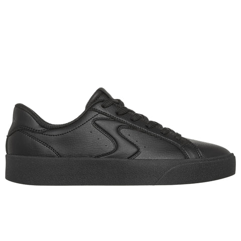 Side view of Skechers women's Slip-ins Belmont Elevated Attitude shoe in black