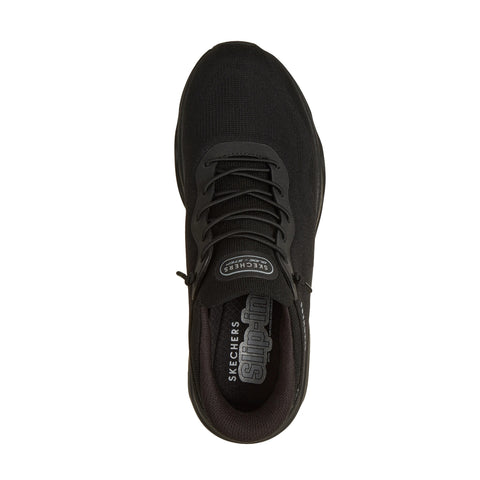 Top view of Skechers Slip-ins women's UNO Glide-Step Air Gliders shoe in black