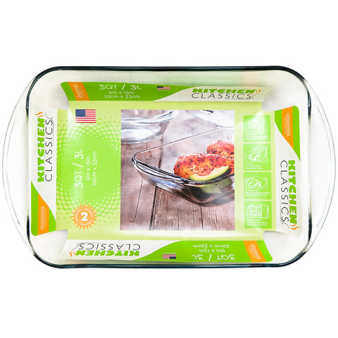 Kitchen Classics 3 qt glass baking dish top view