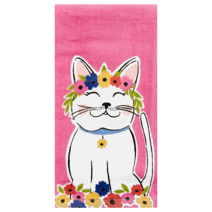 Floral Crown Kitty Fiber Reactive Kitchen Towel 19757