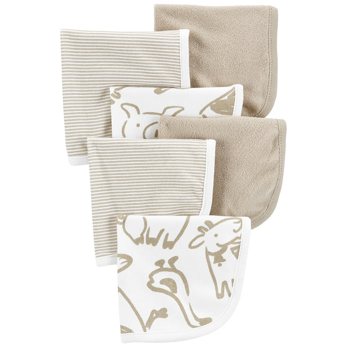 Ivory Farm Animals Baby 6-Pack Wash Cloths