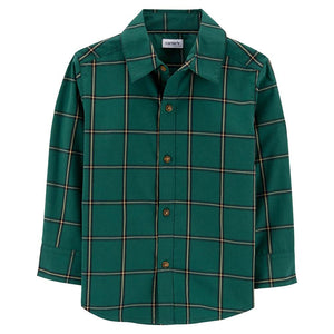 Boys' Plaid Button-Front Poplin Shirt