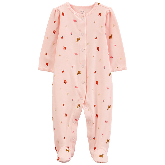 Baby Girls' Pink Print Snap-Up Sleep & Play Pajamas 1P839110