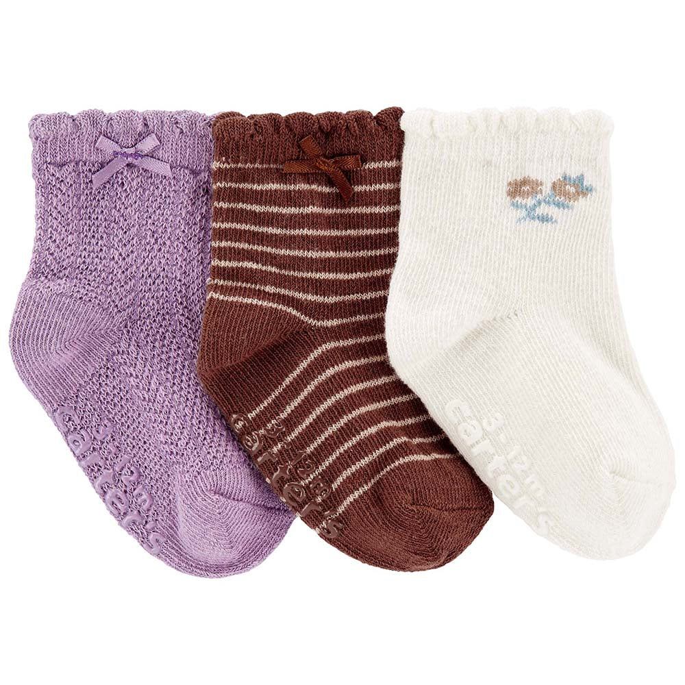 Baby Girls' 3-Pack Purple & Brown Socks 1P881710-998