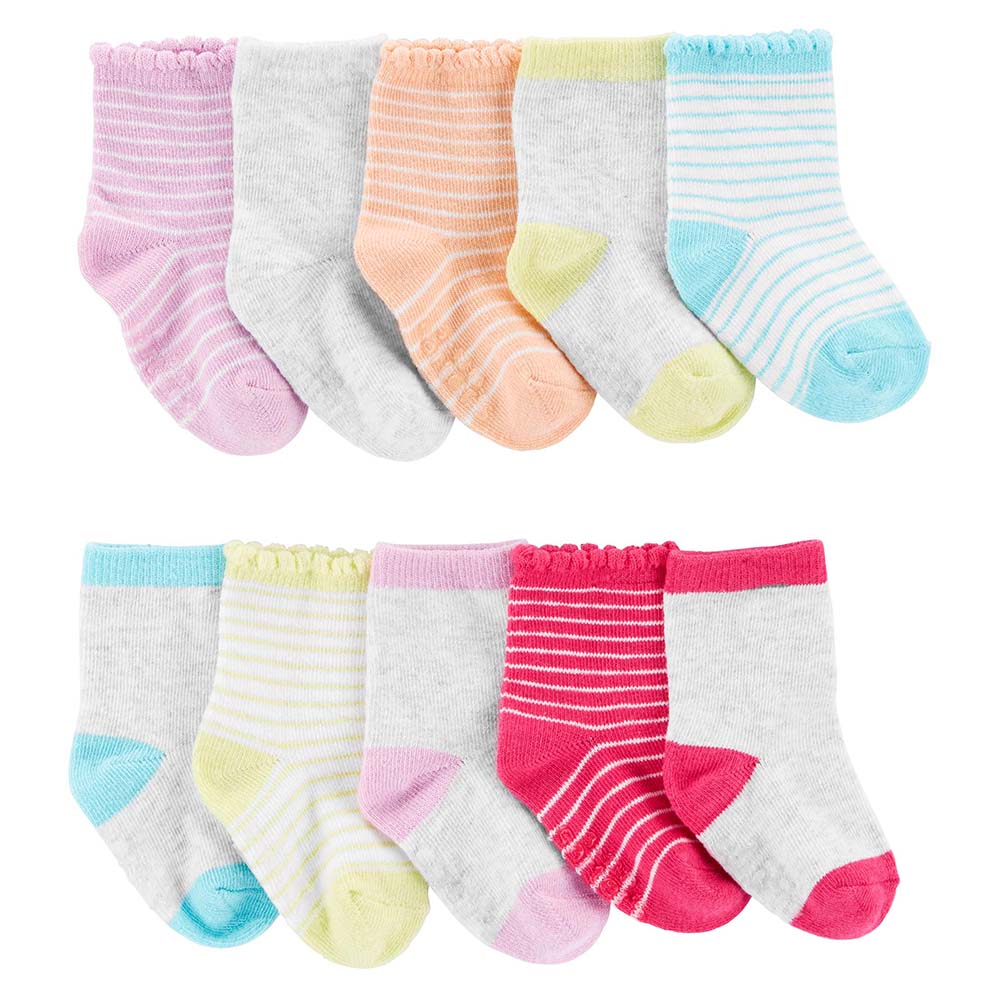 Baby Girls' 10-Pack Bright Stripes Crew Socks 1P886610
