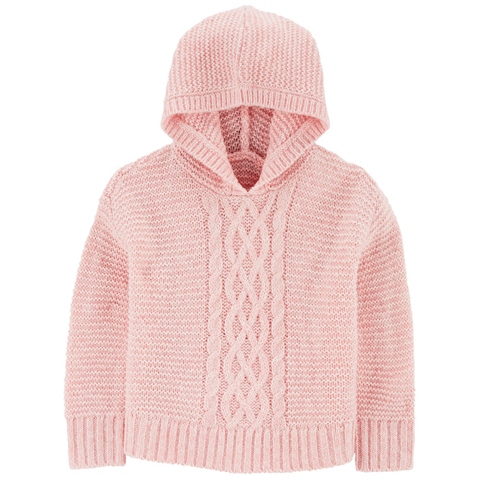 Girls' Cable Knit Hooded Sweater 1Q048110
