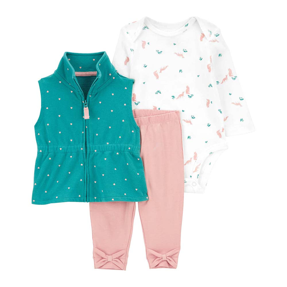 Carter's Baby Girls' 3-Piece Foxes Little Vest Set 1Q103610