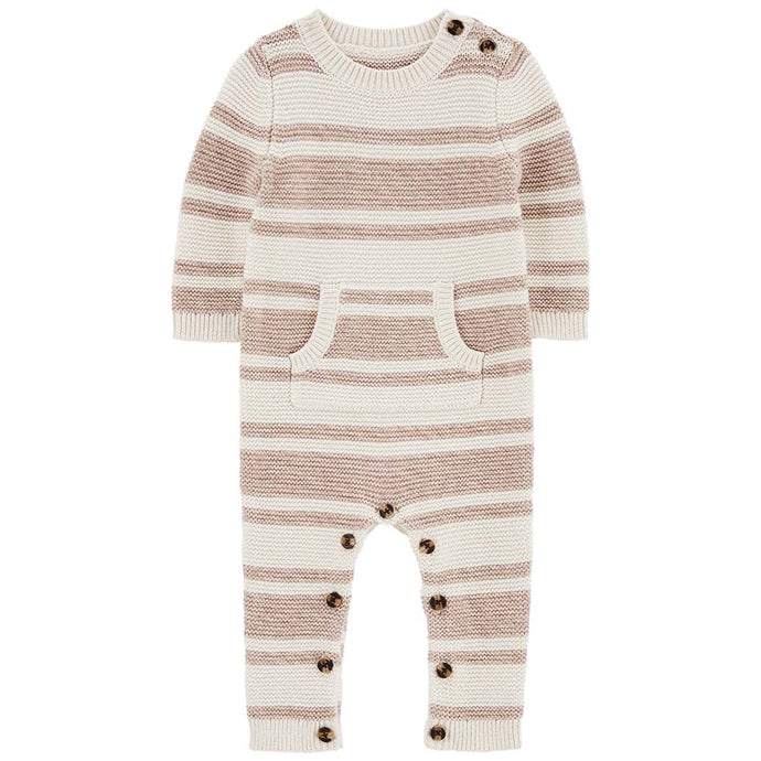 Baby Girls' Striped Sweater Knit Jumpsuit 1Q119310