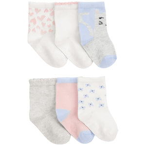 Girls' 6-Pack Cat Socks 1Q425210