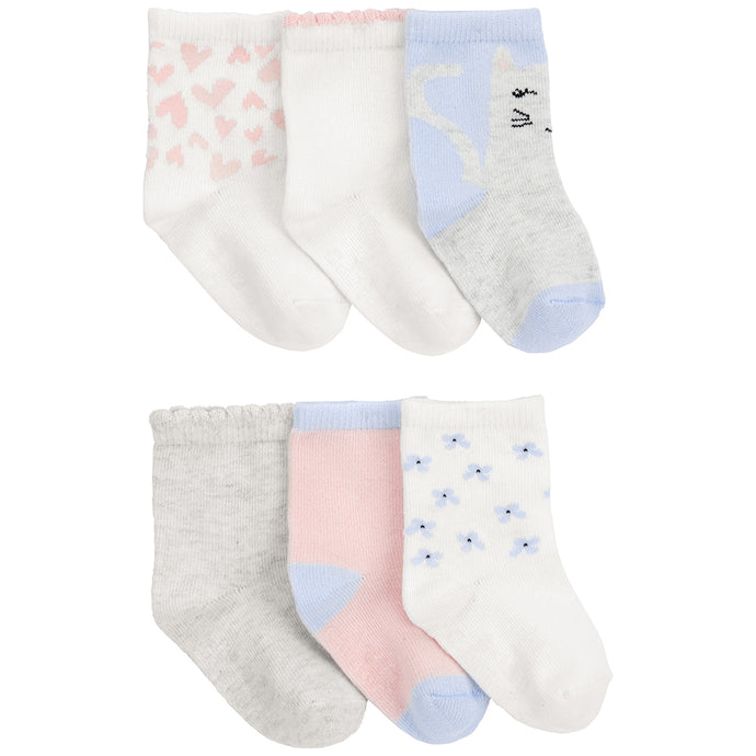 Girls' 6-Pack Cat Socks 1Q425210