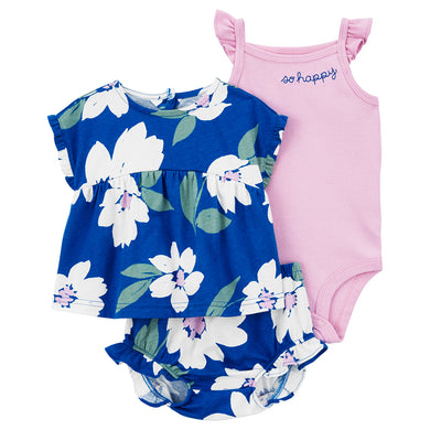 Baby Girls' 3-Piece Floral Little Short Set 1Q427010