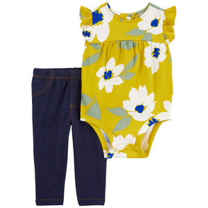 Baby Girls' 2-Piece Floral Bodysuit Pant Set 1Q429910