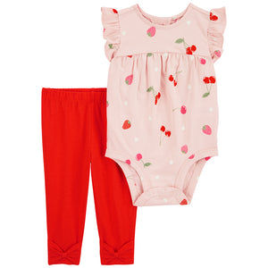 Baby Girls' 2-Piece Fruit Bodysuit Pant Set 1Q430010
