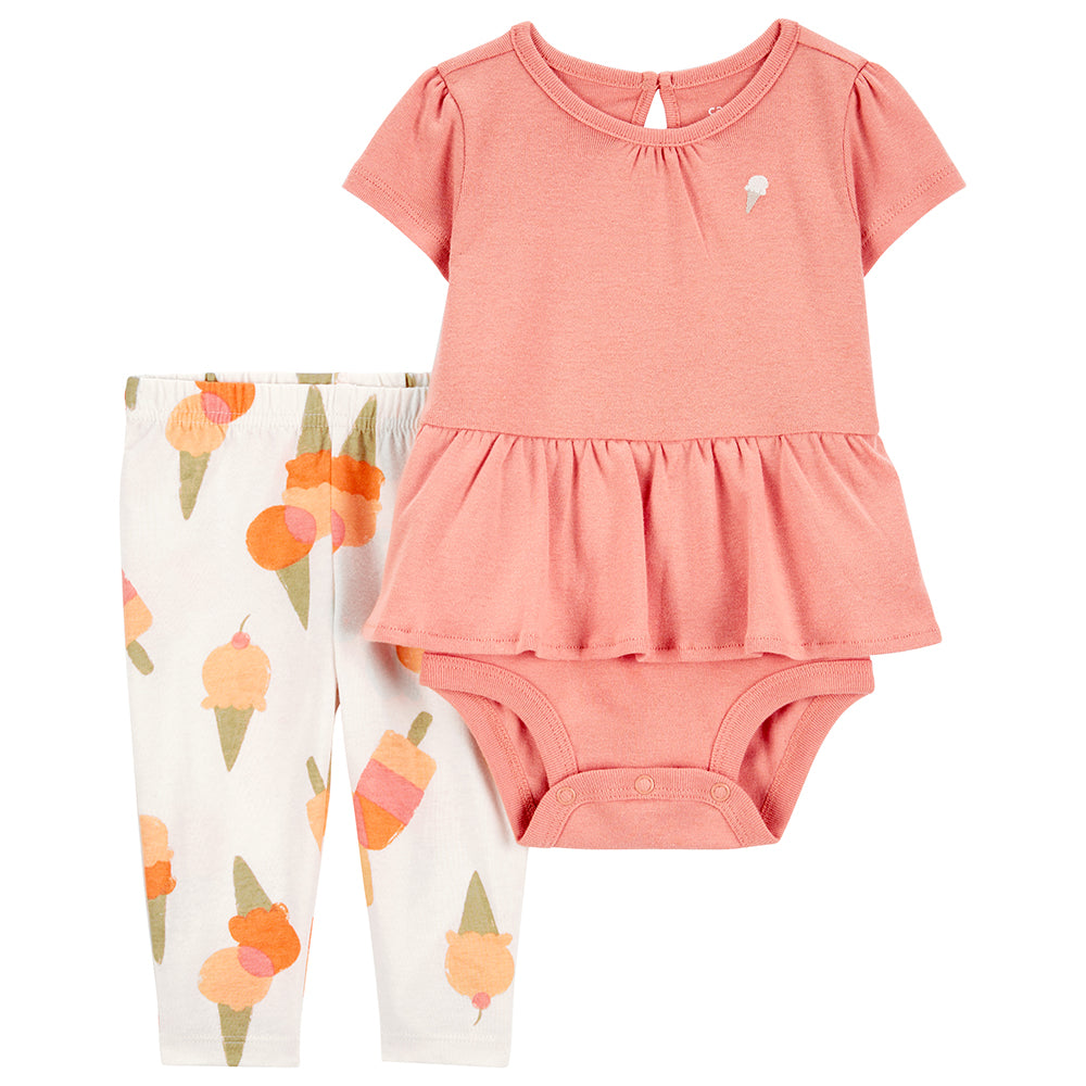 Baby Girls' 2-Piece Ice Cream Bodysuit Pant Set 1Q430910