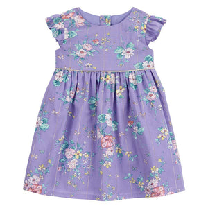 Baby Girls' Metallic Stripe Floral Print Dress 1Q438210