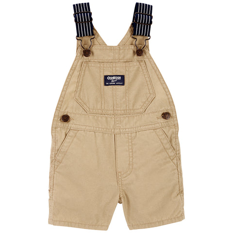 Front of Hickory Stripe Strap Shortalls