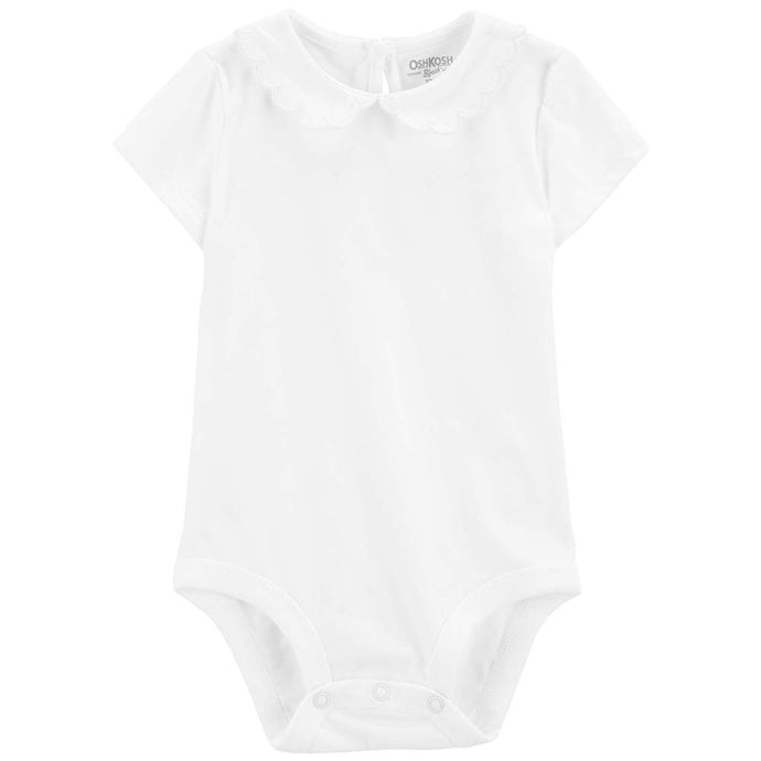 White Baby Girls' Scalloped Peter Pan Collar Jersey Bodysuit 1Q444110