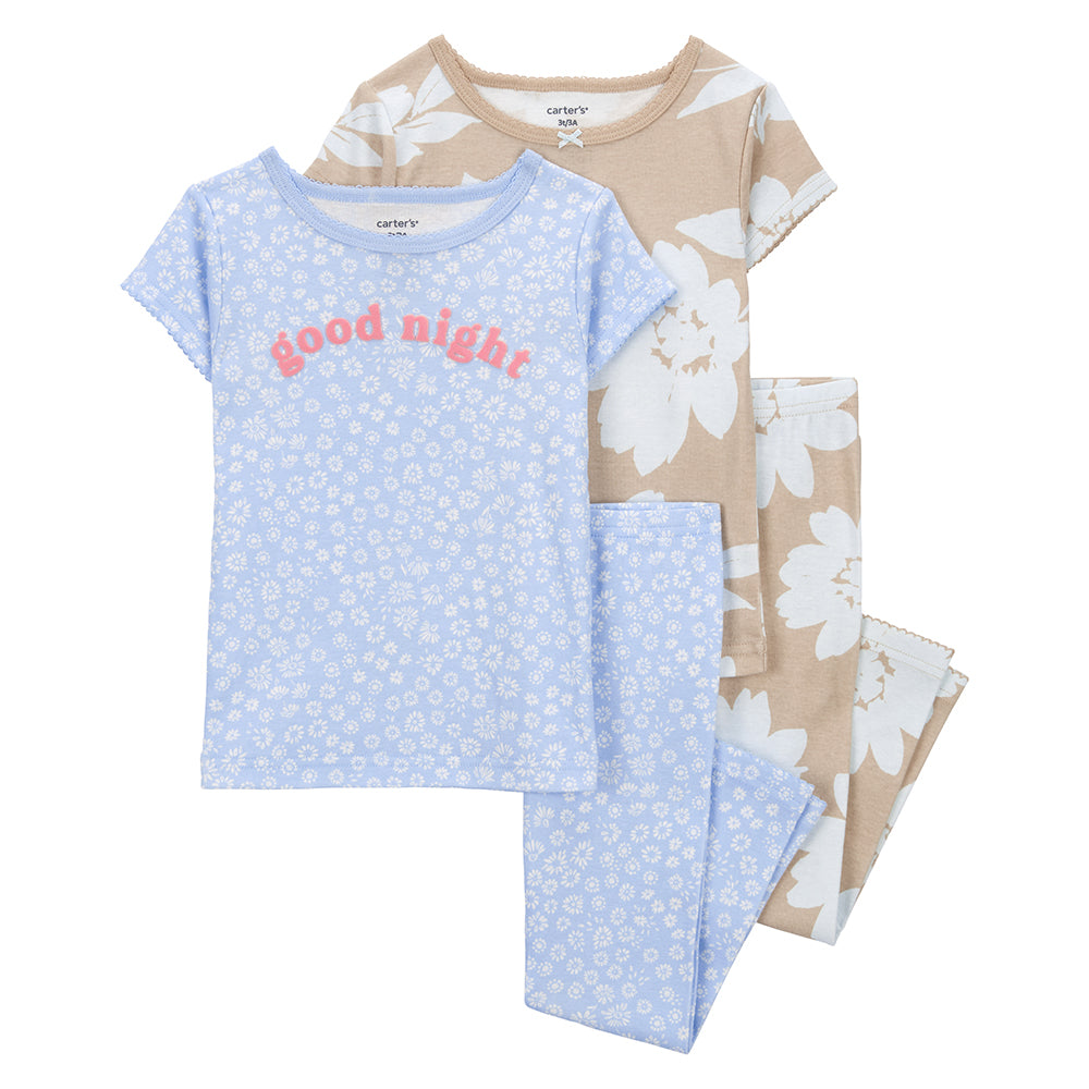 Baby Girls' 4-Piece Floral Pajamas 1Q514110