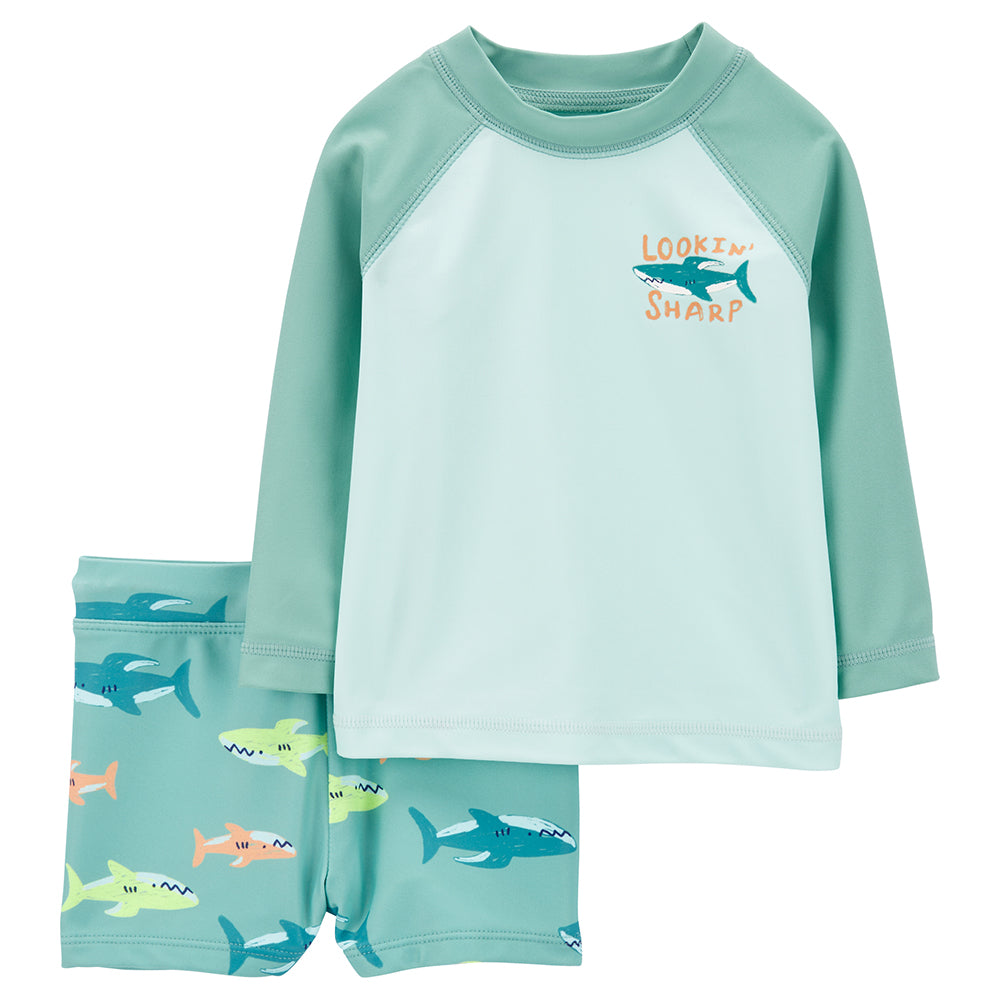 Baby Boys' Shark 2-Piece Rashguard Swim Set 1Q547410