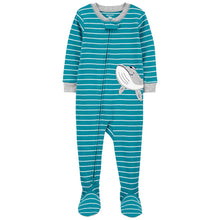 Whale Stripe Toddler Boys' Fleece Footie Pajamas