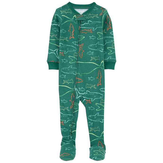 Boys' Green Shark Footie Pajamas 1Q550310