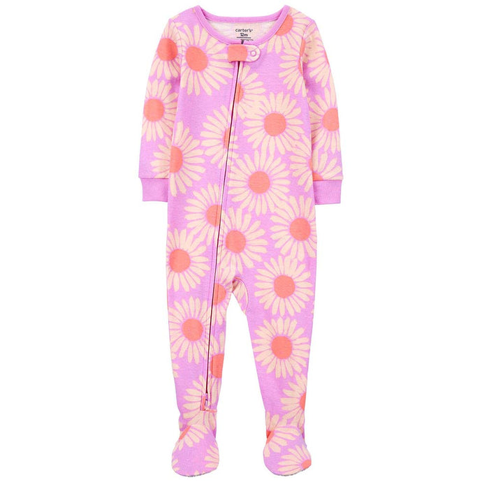 Girls' 1-Piece Pink Daisy Footie Pajamas 1Q551710