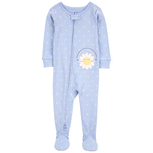 Girls' Blue Daisy Footie Pajamas 1Q552410