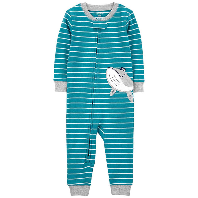 Baby Boys' 1-Piece Striped Whale Footless Pajamas 1Q560310