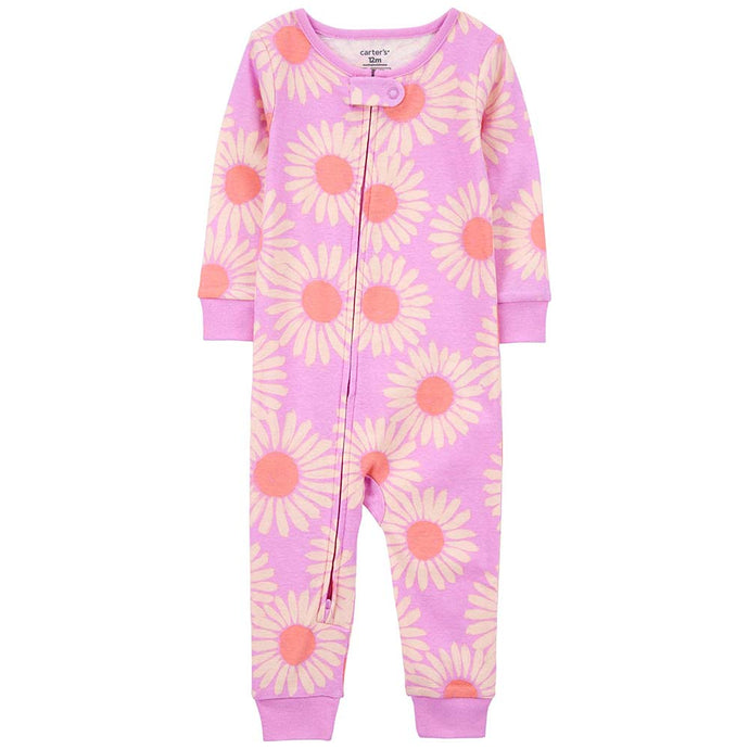 Baby Girls' 1-Piece Pink Daisy Footless Pajamas 1Q560910