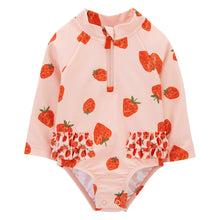 Front of Strawberry 1-Piece Half-Zip Swimsuit