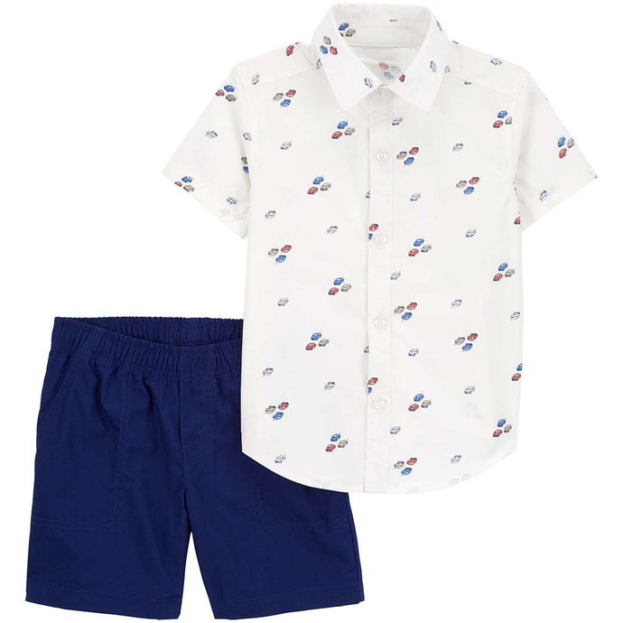 Baby Boys' 2-Piece Car Button-Down Shirt & Short Set 1Q637910