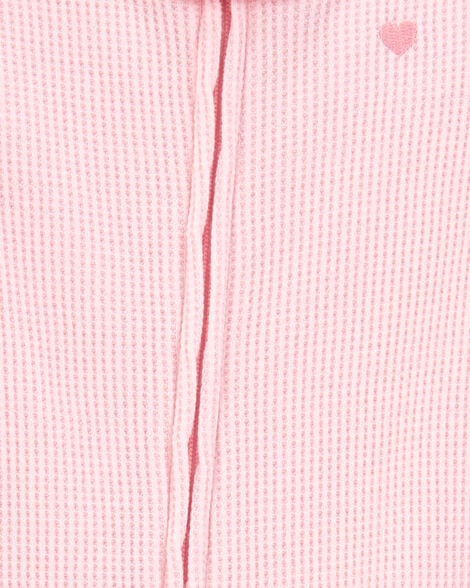 The Baby Girl Heart Waffle Knit Footie 1-Piece Pajamas - Pink 1S393710-969 
