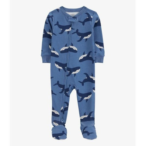 Baby Boy Whale Print Snug Fit Cotton Footie 1-Piece Pajamas - Navy 1S406310-969