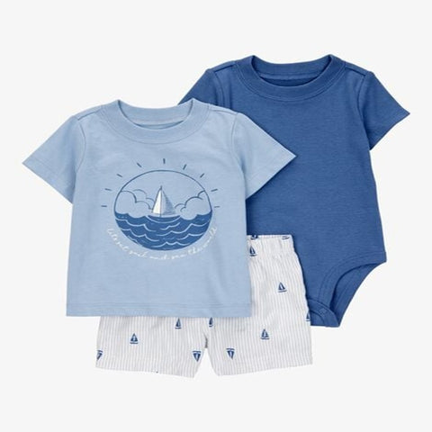 Baby Boy 3-Piece Sailboat Outfit Set - Blue 1S451110-420