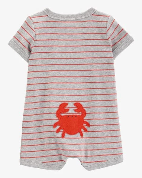Baby Boy Crab Striped Cotton Blend Short-Sleeve Romper 1S474910-984