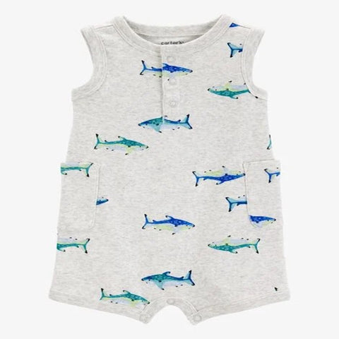 Baby Boy Fish Cotton Blend Romper - Grey 1S475110-020
