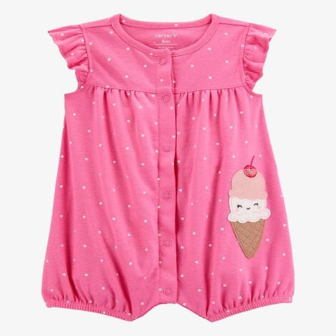 Baby Girl Ice Cream Short-Sleeve Cotton Romper - Pink 1S487110-650