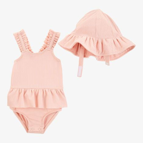 Baby 2-Piece Sun Hat & Ruffle 1-Piece Swimsuit Set 1S898010-650 