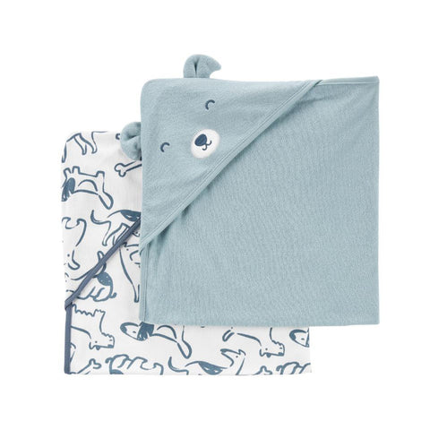 2-Pack Baby Boys' Blue Dog Hooded Towel 1N691110-420