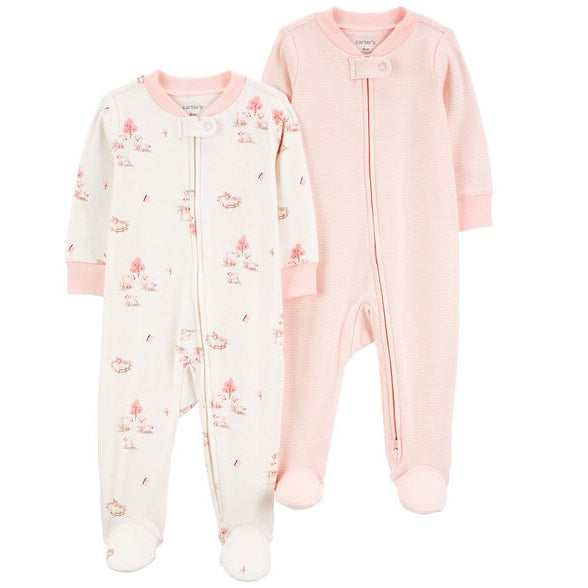 Baby Girls' 2-Pack  Pink Sheep Sleepers 1R040510-998