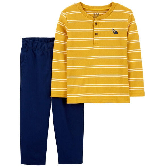 Boys' 2-Piece Striped Henley Tee & Pant Set 1R331210-998