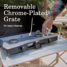 removable chrome-plated grate for easy cleanup