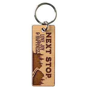 Next Stop Laser-Engraved Maple Wood Keychain 2003